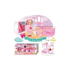 Кукла (16см) с набором мебели "Детская комната" (13предм) K0088 Noname