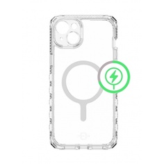 Чехол-накладка ITSKINS SUPREME R CLEAR MagSafe для iPhone 15 , белый/прозрачный