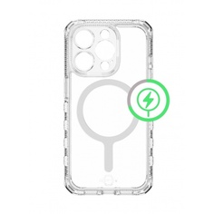 Чехол-накладка ITSKINS SUPREME R CLEAR MagSafe для iPhone 15 Pro, белый/прозрачный
