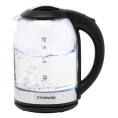 Чайник электрический Starwind SKG2051 1.8л. 1800Вт черный/серебристый (корпус: стекло)