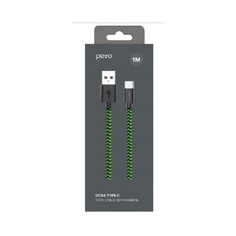 Кабель PERO DC-04 Type-C 3А 1м Green-black (Fast Charge) ПЕРО
