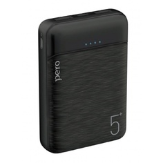 Внешний аккумулятор PERO PB01 5000 mAh, Li-Pol, output 2xUSB-A 2.1A, черный ПЕРО