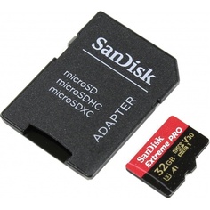 Карта памяти Sandisk micro SDHC 32Gb Extreme Pro UHS-I U3 V30 A1 + ADP (100/90 MB/s)