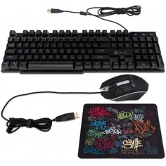 Клавиатура + мышь Oklick 400GMK черный USB LED (1546779)