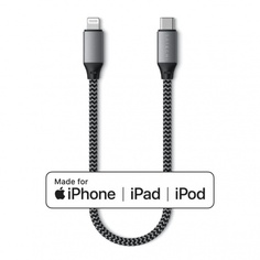Кабель Satechi USB-C to Lightning MFI Cable. Длина кабеля: 25 см серый космос.