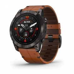 Умные часы Garmin Epix Pro (Gen 2) Sapphire серый, коричневый кожаный ремешок 51мм