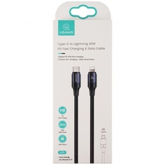 Дата-Кабель USAMS US-SJ521 Type-C - Lightning PD быстрая зарядка 20W, (1.2 m), черный (SJ521USB01)