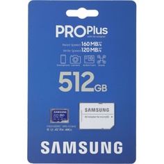 Карта памяти Samsung 512GB PRO Plus + USB Reader, U3, A2, V30 (MB-MD512KB/WW)