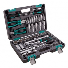 Набор инструментов, 1/2", 1/4", CrV, пластиковый кейс 69 предметов// Stels