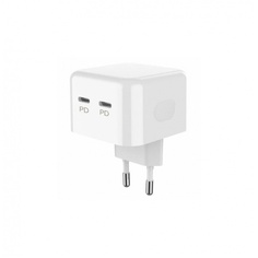Сетевое зарядное устройство PERO TC18 USB-C + USB-C, PD 35W белый ПЕРО