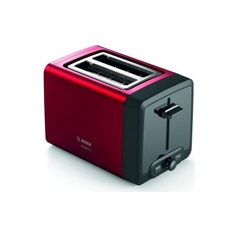 Тостер Bosch TAT4P424 (970 Вт, количество тостов: 2, корпус: пластик/металл, решетка для подогрева булочек, 6 степеней обжаривания, цвет красный/черный)