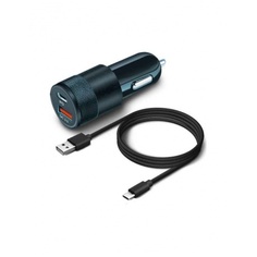 Автомобильное зарядное устройство BoraSCO Power Delivery + QC 3.0, 38W+ дата-кабель Type-C - Type-C, черное