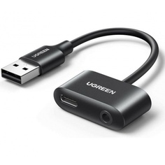 Кабель Ugreen CM397 USB-A - USB-C + 3.5mm Headphone Jack Black 80897