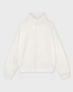 Молочный меховой свитшот-трансформер oversize Gloria Jeans