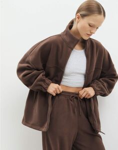 Коричневая толстовка-трансформер oversize Gloria Jeans