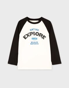 Молочный лонгслив oversize с принтом Gloria Jeans