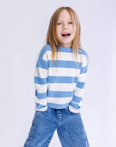 Голубой джемпер в полоску для девочки Gloria Jeans
