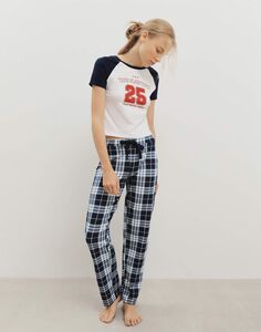 Тёмно-синие пижамные брюки Standard в клетку Gloria Jeans