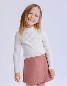 Молочная водолазка с принтом в рубчик для девочки Gloria Jeans