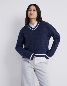Синий пуловер с косами Gloria Jeans