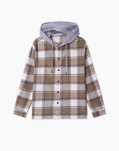 Бежевая фланелевая рубашка oversize в клетку Gloria Jeans