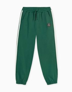 Тёмно-зелёные спортивные брюки Jogger нашивкой Gloria Jeans