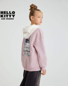 Пыльно-розовое худи oversize с принтом Kuromi Gloria Jeans