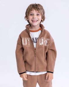 Коричневая флисовая толстовка oversize для мальчика Gloria Jeans