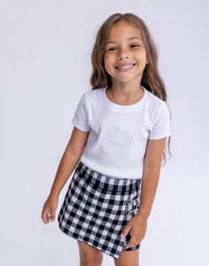 Белая футболка в рубчик с аппликацией для девочки Gloria Jeans
