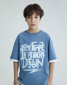 Синяя футболка oversize с принтом Gloria Jeans