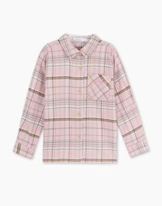 Розовая фланелевая рубашка в клетку для девочки Gloria Jeans