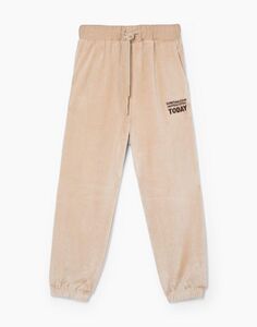 Бежевые брюки Jogger с вышивкой для девочки Gloria Jeans