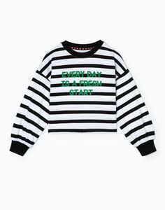 Полосатый лонгслив oversize с принтом для девочки Gloria Jeans