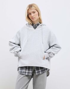 Серое худи-трансформер superoversize со шнурком Gloria Jeans