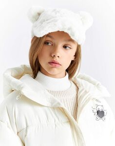 Молочная бейсболка из искусственного меха с ушками Gloria Jeans