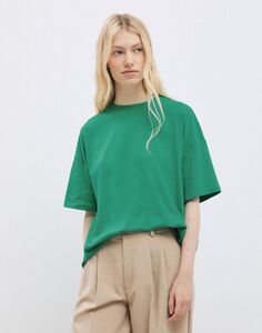 Зелёная базовая футболка oversize из джерси Gloria Jeans