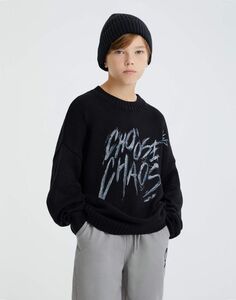 Чёрный джемпер oversize с рваным дизайном Gloria Jeans
