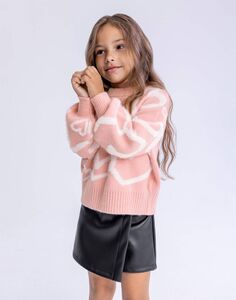 Розовый джемпер oversize с принтом для девочки Gloria Jeans