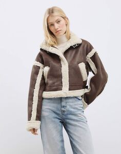 Коричневая куртка из искусственной кожи Gloria Jeans