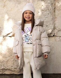 Молочный свитшот oversize с принтом для девочки Gloria Jeans