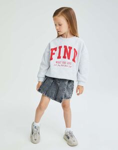Серый свитшот oversize с принтом для девочки Gloria Jeans