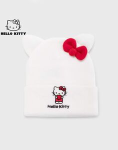 Молочная шапка с ушками и вышивкой Hello Kitty для девочки Gloria Jeans