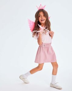 Розовая юбка Paperbag из твила для девочки Gloria Jeans