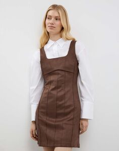 Коричневое облегающее платье из замши Gloria Jeans