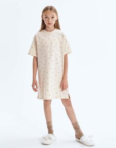 Молочная ночная сорочка oversize с принтом Gloria Jeans