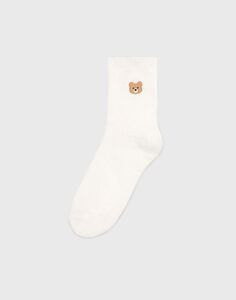 Молочные пушистые носки с вышивкой Gloria Jeans