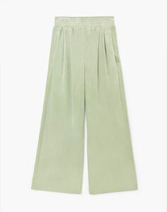 Светло-хаки спортивные брюки Wide leg из велюра Gloria Jeans