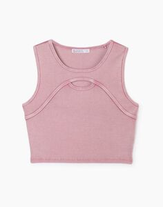 Розовый кроп-топ с вырезом Gloria Jeans