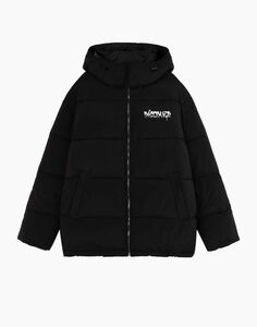 Чёрная куртка oversize с принтом Gloria Jeans