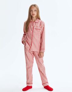 Красная пижама oversize в полоску Gloria Jeans